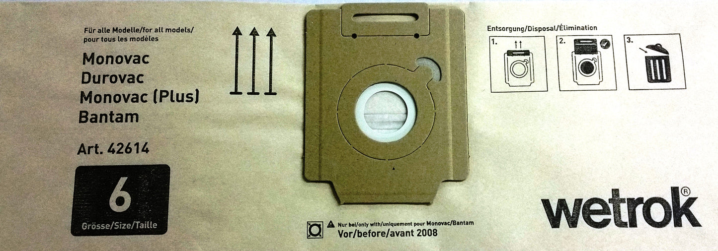 Wetrok Papierfiltersack Monovac/Durovac 6